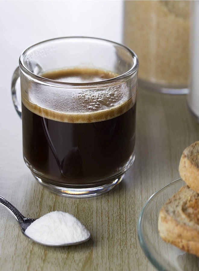 PrimeWorld London Tea Coffee 180 ml Cup Set of 6 pcs, Crystal Espresso Mug, Clear Toughened Glass Mug with Handle for Cappuccino, Milk, Latte hot/Cold Drinks etc - Image 2